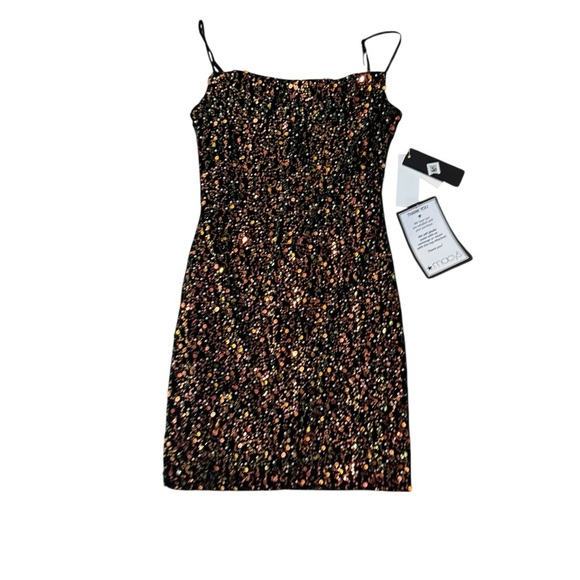 New City Studio Sparkle Spaghetti Strap Junior’s Bodycon Dress NWT Macy’s Small - Picture 1 of 11